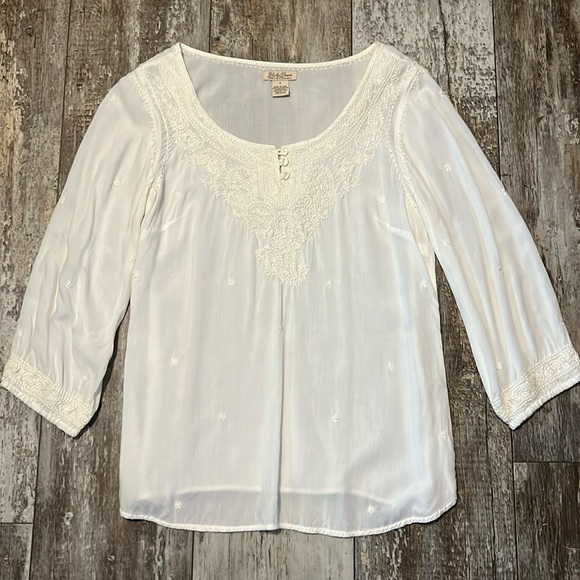 Lucky Brand Embroidery top Blouse women’s Sz S - Picture 1 of 4